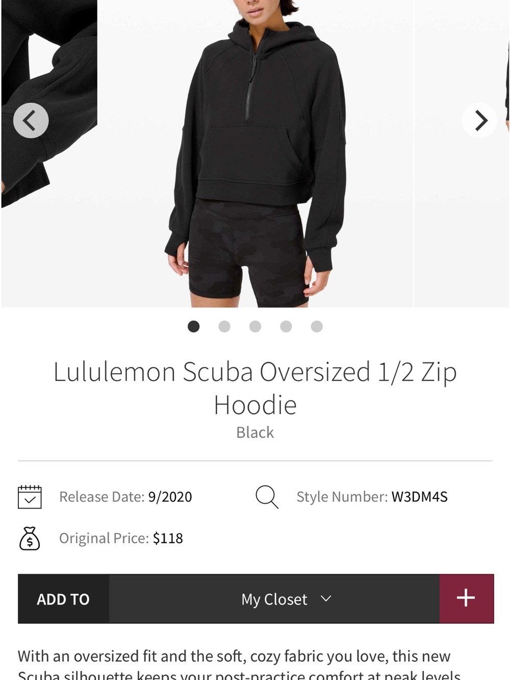Lululemon Scuba Oversized 1/2 Zip Hoodie - Black
